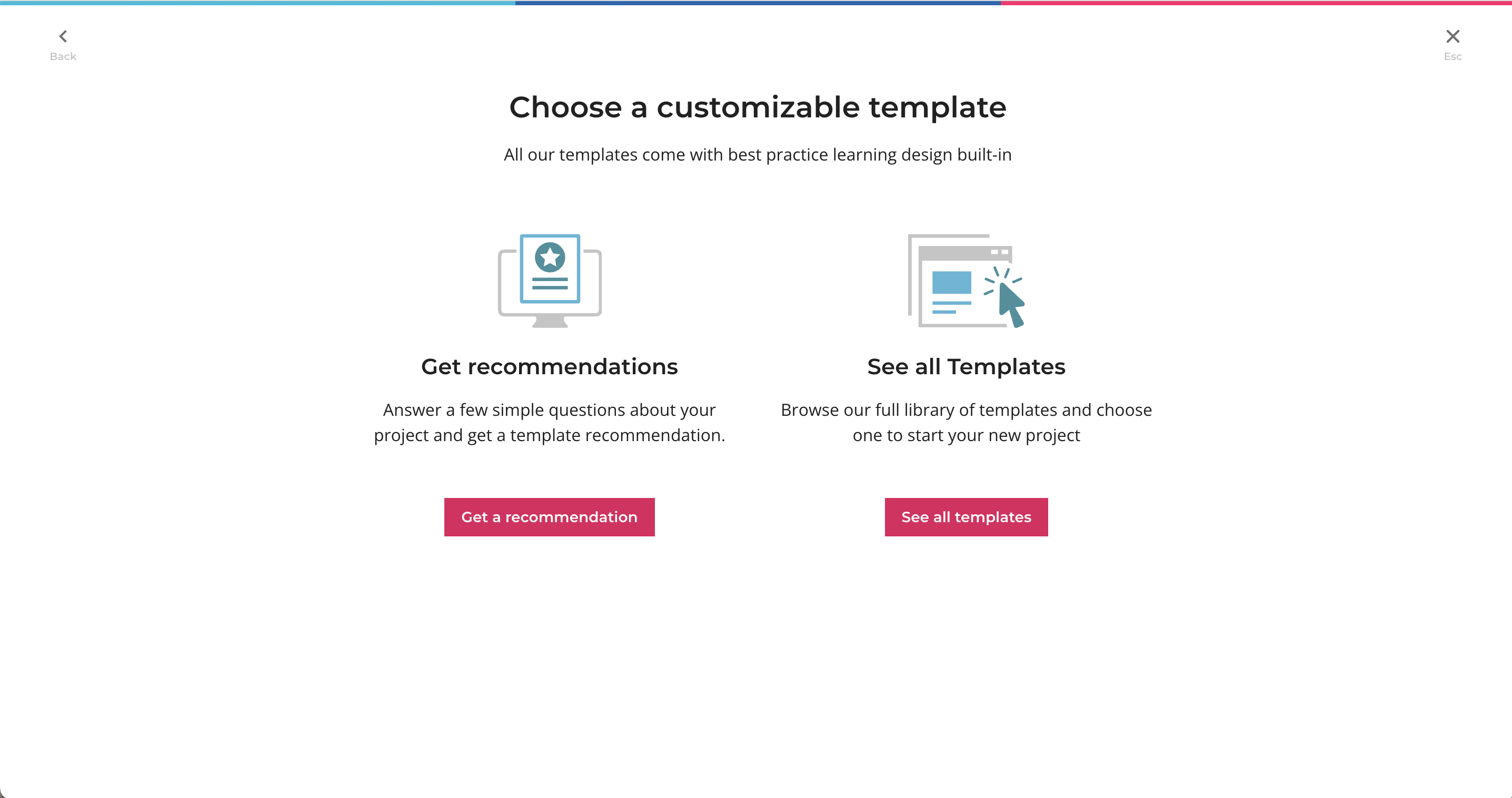 Author, Learning Accelerator modal showing Get recommendations or See all Templates choices.png