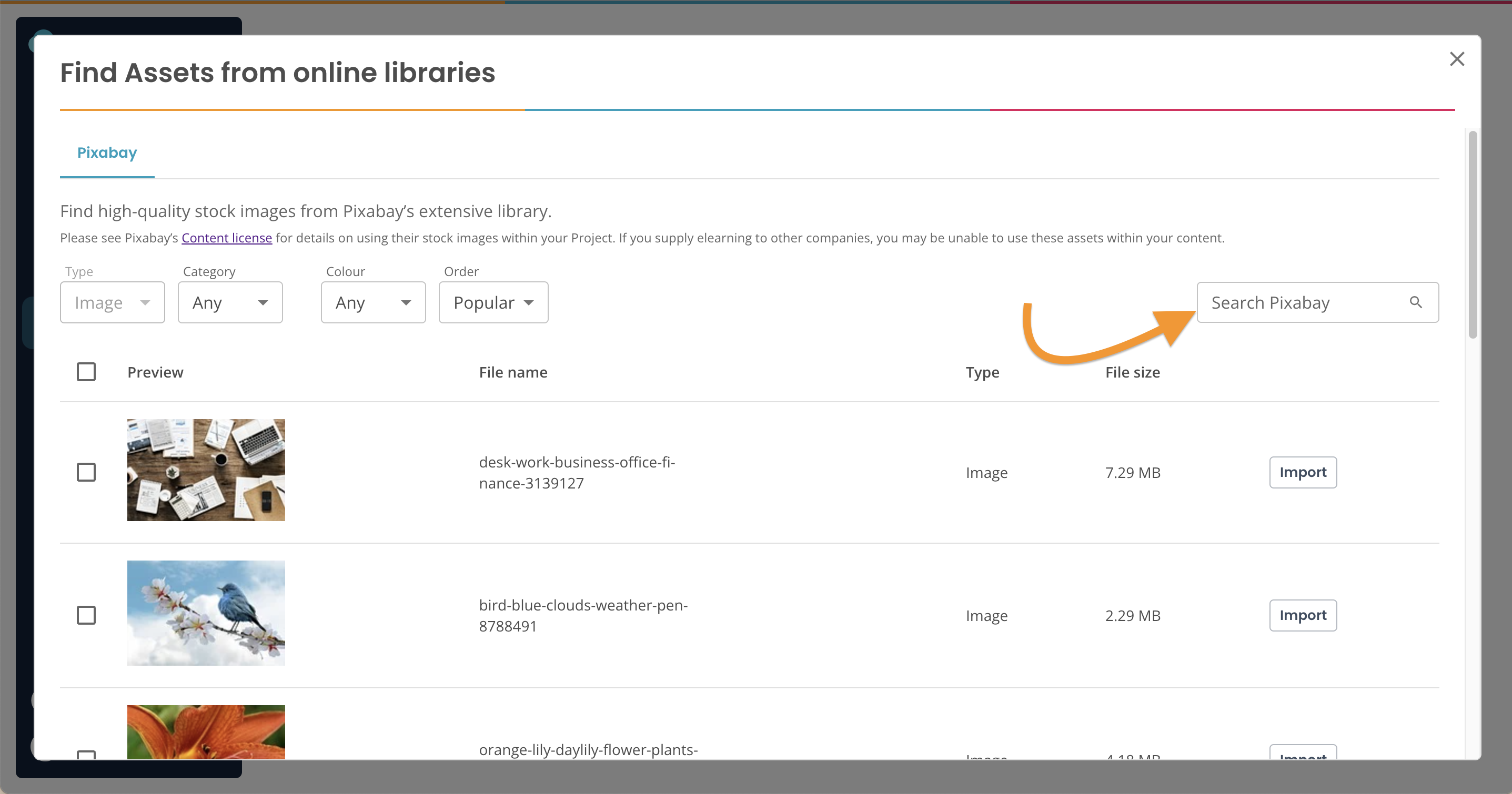 Create, stock Asset Library, search bar.png