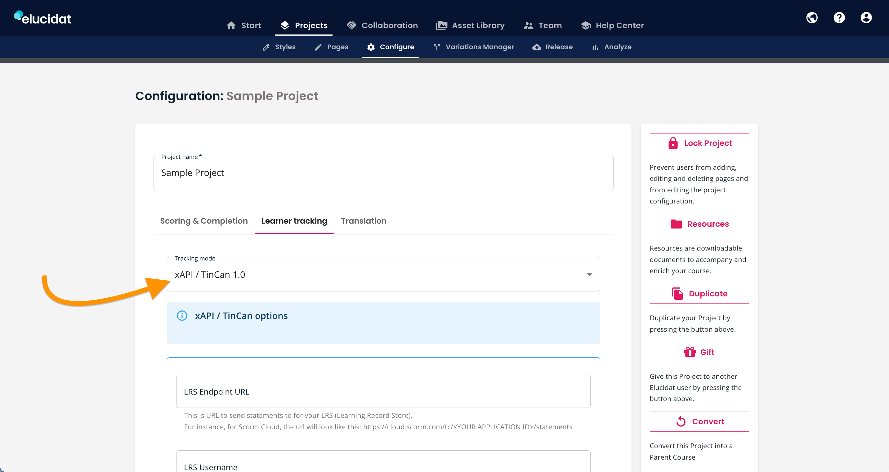 eluauthor-configure-learner-tracking-mode-xapi-tincan