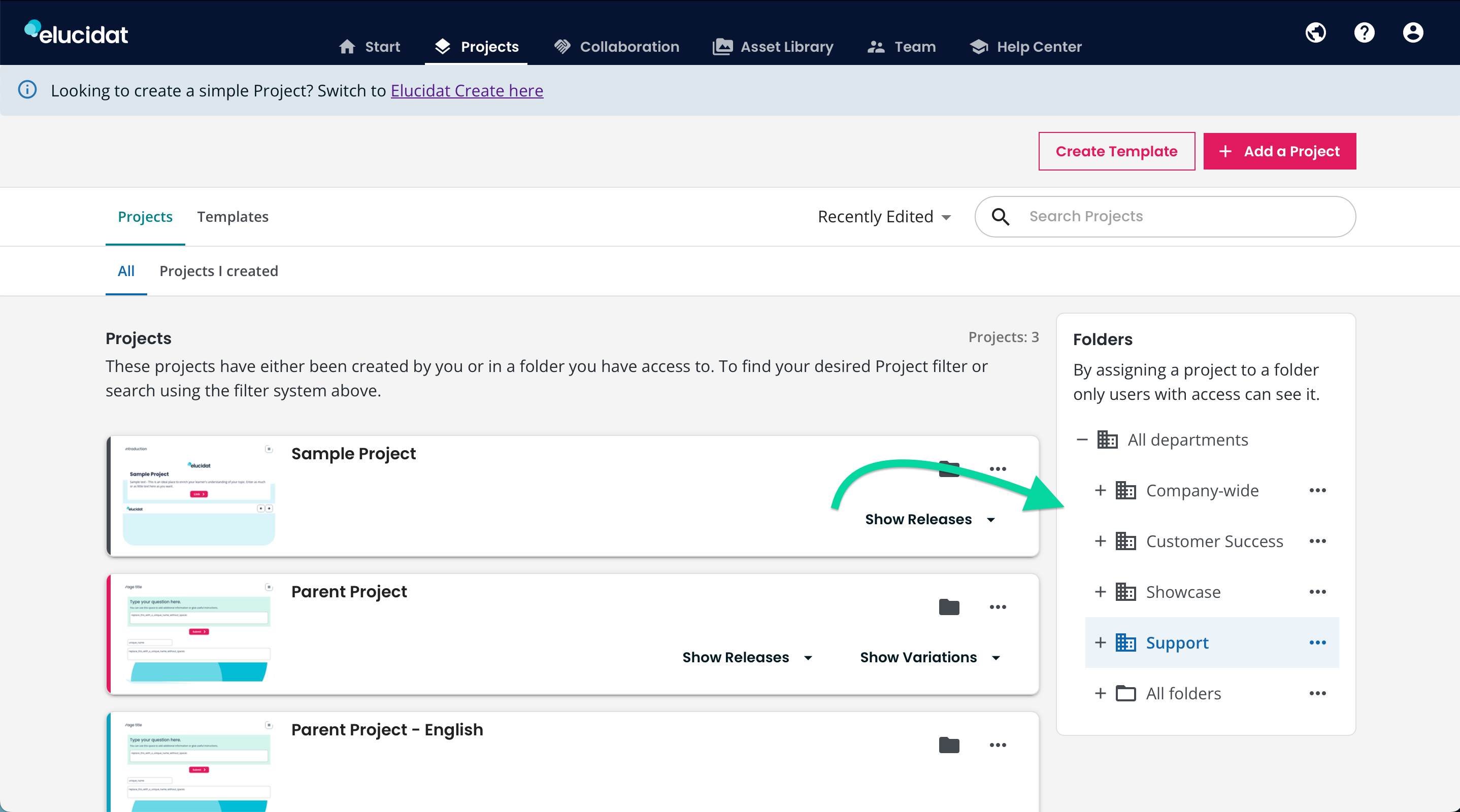 eluauthor-project-library-folders-menu