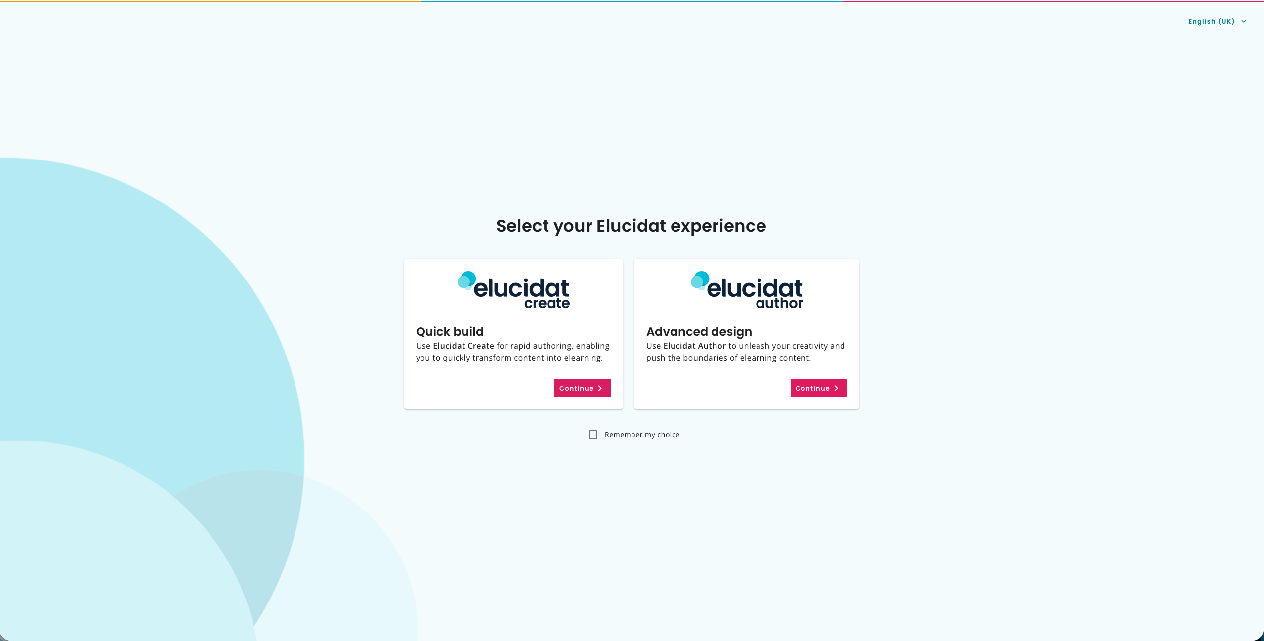 Choose your Elucidat experience, log in flow.png