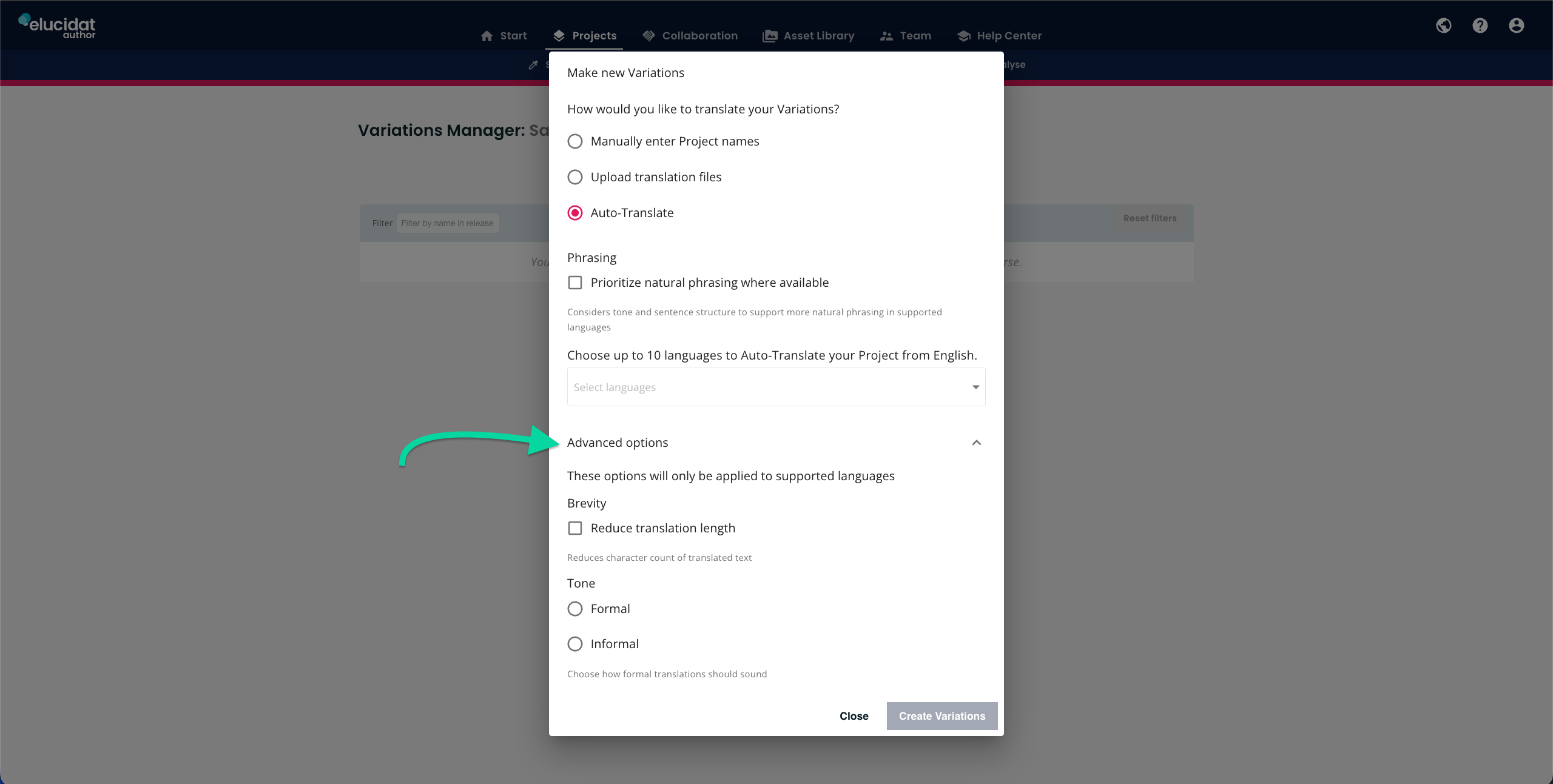 eluauthor-variations-manager-advanced-options-open-brevity-tone
