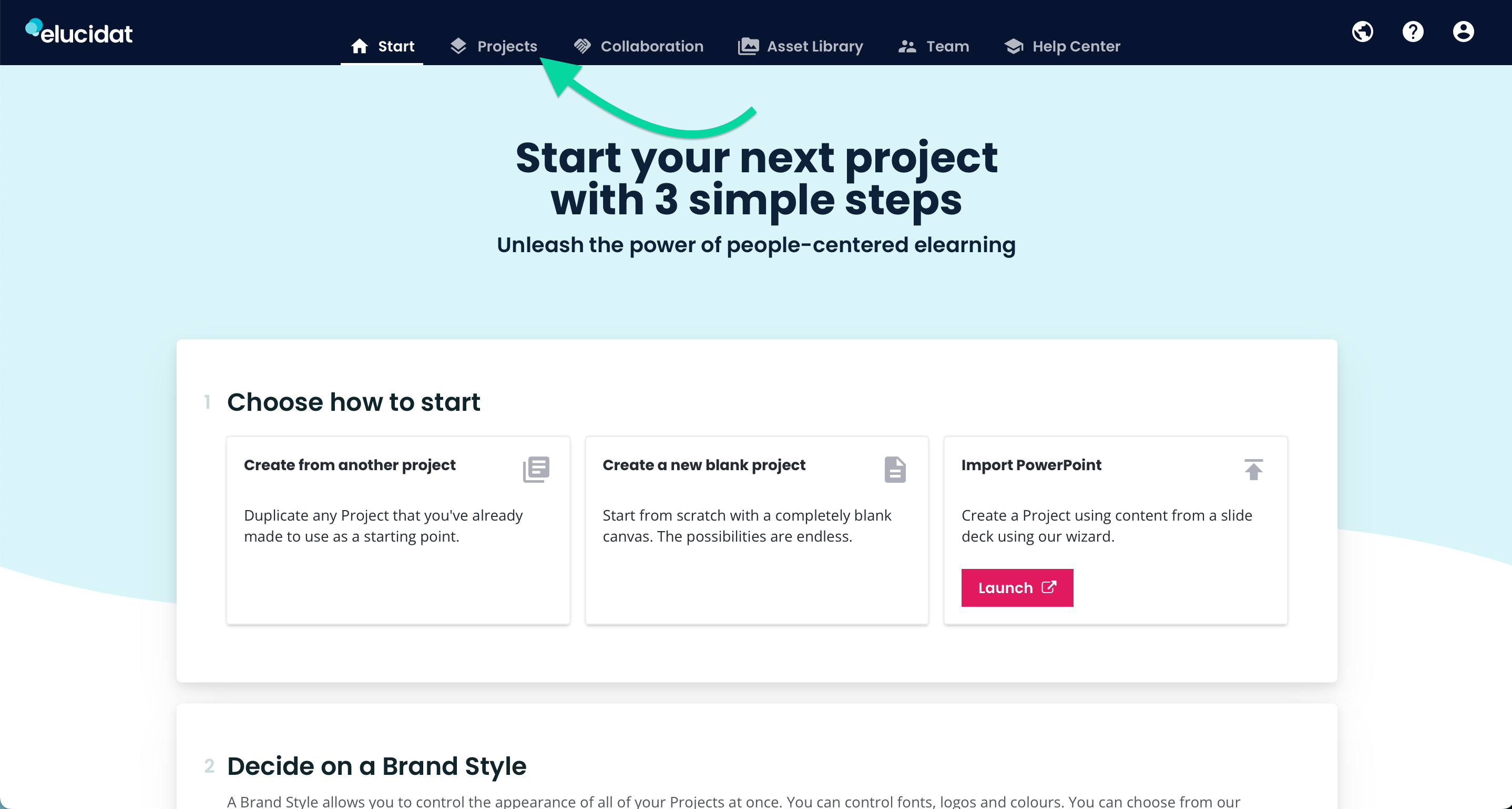 eluauthor-start-toolbar-projects