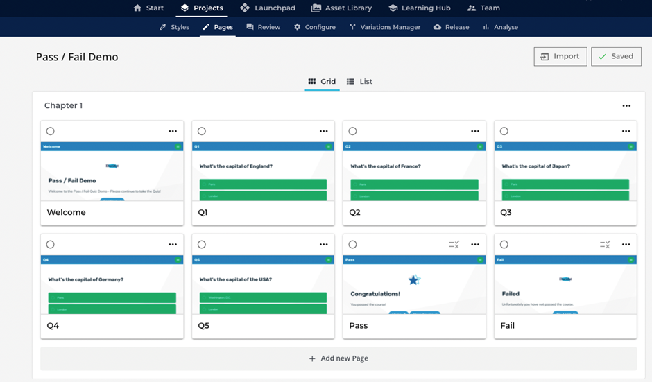 Creating Pass/Fail scenarios with separate results pages – Elucidat