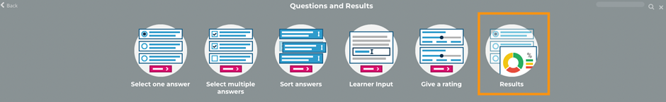 Author, parts menu with Results highlighted